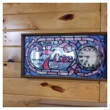 Seagrams 7 and Coke Mirrored Advertising Sign  Clock numbers are wearing away