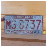 1962 Minnesota License Plate (metal 64 tab)