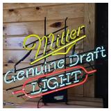 hummm hummmm... This Neon Light works!  Miller Genuine Draft Light about 30 inches wide by 24 inches