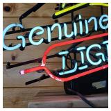 hummm hummmm... This Neon Light works!  Miller Genuine Draft Light about 30 inches wide by 24 inches