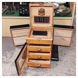 Professional Style from Tampa Bay  Large capacity Cigar Humidor  finely crafted  hard wood  lacquered  humidification device - hydrometer