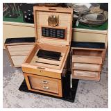 Professional Style from Tampa Bay  Large capacity Cigar Humidor  finely crafted  hard wood  lacquered  humidification device - hydrometer