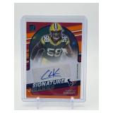 2021 Donruss Chrstian Kirksey Rookie Signature Card Orange/Red