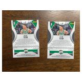 2019 Panini Prizm Jayson Tatum 2-Card Lot, Green Color Match Prizm and Red/Blue Prizm Parallels