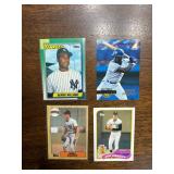 Baseball Star Rookie Card Lot, Four Cards, Bernie Williams, Carlos Delgado, Will Clark, Jim Abbott Rookies