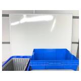 Lot of Mixed Size Stackable Storage Containers and White Board
