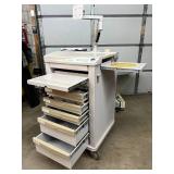 WOW $$$$ Lionville 800 Point Of Care Pharmacy Locking Medication Crash Cart With Monitor Mount & Electronic Locking System & Battery Charger - Keypad Works -Needs Code -Contact Lionville To Re