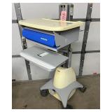 Ergotron Height Adjustable Standing Workstation Trolley With Drawer & Slide Out Tray - Good Condition!
