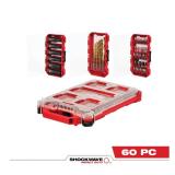 MILWAUKEE® SHOCKWAVE™ Impact Duty 60PC Drill, Drive Fasten PACKOUT™ Set 48-32-5162 AND 13 PC flat boring set $310 Retail Value