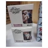 Norman Rockwell mugs, Robin shaped Heat Changing mugs