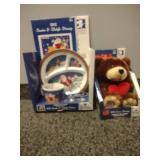 USPS 2012 Santa and Sleigh, Teddy Bear. No Stamps Plushie, plate, cup, cookiee cutter