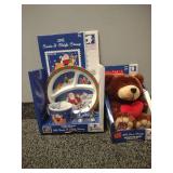 USPS 2012 Santa and Sleigh, Teddy Bear. No Stamps Plushie, plate, cup, cookiee cutter