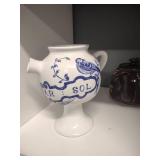Lilly Portugal 1989 chipped spout tea pot, PriceBros Non skid Tea Pot England