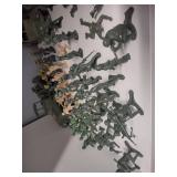 Vintage green army men. Military jeep, Deuce-and-a-half cargo truck