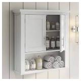 RiverRidge Home Somerset 22.88 in. W x 24.38 in. H x 7.88 in. D 2-Door Bathroom Laundry Wall Mount Storage Medicine Cabinet in White