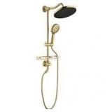 4-Spray Multifunction Deluxe Wall Shower System with Adjustable Slide Bar and Soap Dish in Gold Customer Returns See Pictures