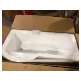 YULIKA 66 in. x 33 in. Freestanding Acrylic Soaking Bathtub with Left Drain and Storage Cabinet, Ergonomic Design, White Customer Returns See Pictures