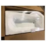 YULIKA 66 in. x 33 in. Freestanding Acrylic Soaking Bathtub with Left Drain and Storage Cabinet, Ergonomic Design, White Customer Returns See Pictures