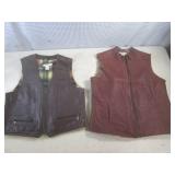 (BR1) 2 Leather Vests - Both Size S...