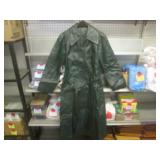 (BR1) Vintage Leather Long Coat wit...