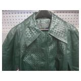 (BR1) Vintage Leather Long Coat wit...