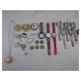 (CNTR) Assorted Broaches Etc, Token...