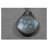 Vintage Bronze Look Wolf Head Pocket Watch with 18" Chain