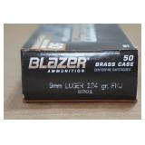 50 CCI Blazer Brass 9mm Luger 124 Gr FMJ Ammo