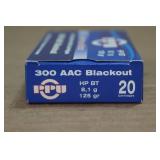 20 PPU .300 Blackout 125 Gr HP BT Ammo
