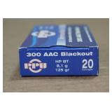 20 PPU .300 Blackout 125 Gr HP BT Ammo