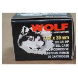 40 Wolf 7.62 x 39mm 122 Gr HP Steel Case Ammo