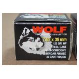 40 Wolf 7.62 x 39mm 122 Gr HP Steel Case Ammo