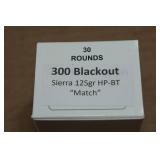 30 .300 Blackout 125 Gr Sierra HP-BT Match Ammo