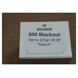 30 .300 Blackout 125 Gr Sierra HP-BT Match Ammo
