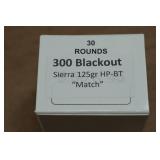 30 .300 Blackout 125 Gr Sierra HP-BT Match Ammo