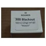 30 .300 Blackout 125 Gr Sierra HP-BT Match Ammo
