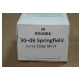 20 .30-06 Sprg 150 Gr Sierra SP BT Ammo