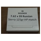 30 7.62 x 39mm 125 Gr Sierra HP Match Ammo