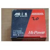 20 Federal Hi Power .410 Bore 2-1/2" 6 Shot Shotshells