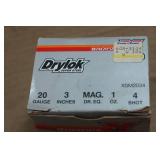 25 Winchester Super-X Drylok 20 Gauge 3" Magnum Steel 4 Shot Shotshells