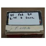 25 Federal Game Load 20 Gauge 2-3/4" 6 Shot Shotshells