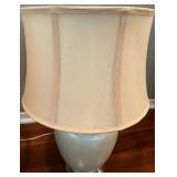 SR - Pair of Table Lamps with Cream Ceramic Base and Fabric Shades
