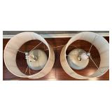 SR - Pair of Table Lamps with Cream Ceramic Base and Fabric Shades