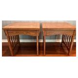 SR - Pair of Oak Mission Style End Tables