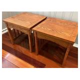 SR - Pair of Oak Mission Style End Tables