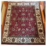 Large Area Rug with Red Floral Pattern