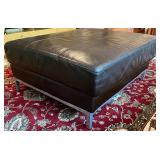 SR - Brown Leather Ottoman with Chrome Legs
