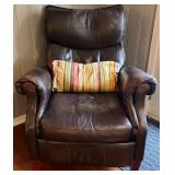SR - Brown Leather Recliner Chair with Pillow
