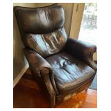 SR - Brown Leather Recliner Chair with Pillow
