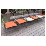 Deck - Set of 6 Metal Outdoor Patio Chairs with Armrests and Cushions